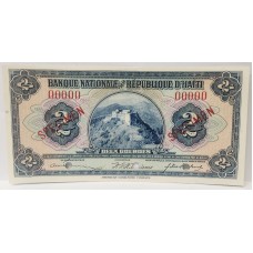 HAITI 1990 . TWO 2 GOURDES BANKNOTE . SPECIMEN